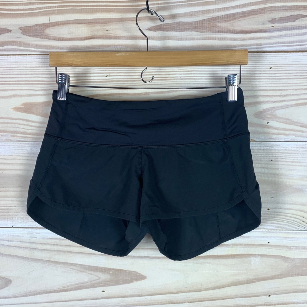 Lululemon Speed Up Shorts Womens 4 Black Low Rise Athletic Running Workout